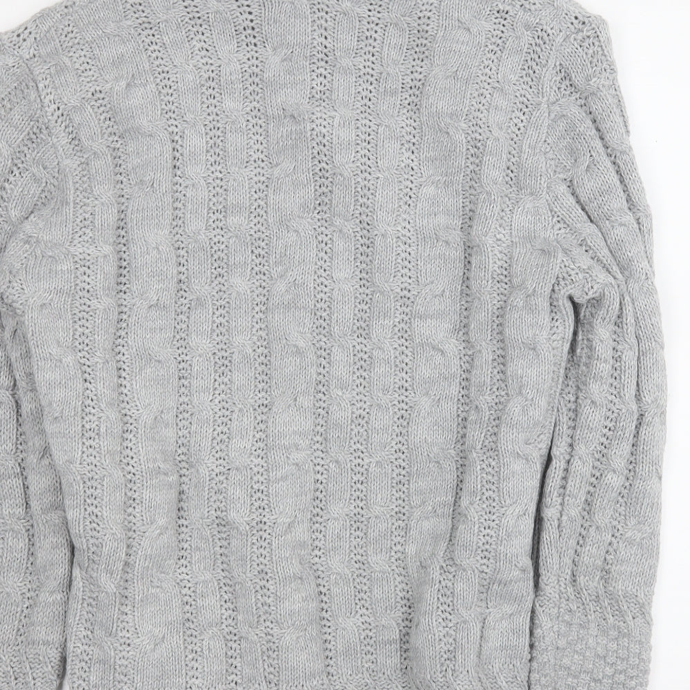 fashion alert Womens Grey V-Neck  Acrylic Cardigan Jumper Size S