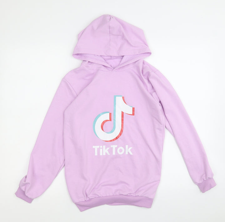 Preworn Girls Purple Cotton Pullover Hoodie Size L - TikTok