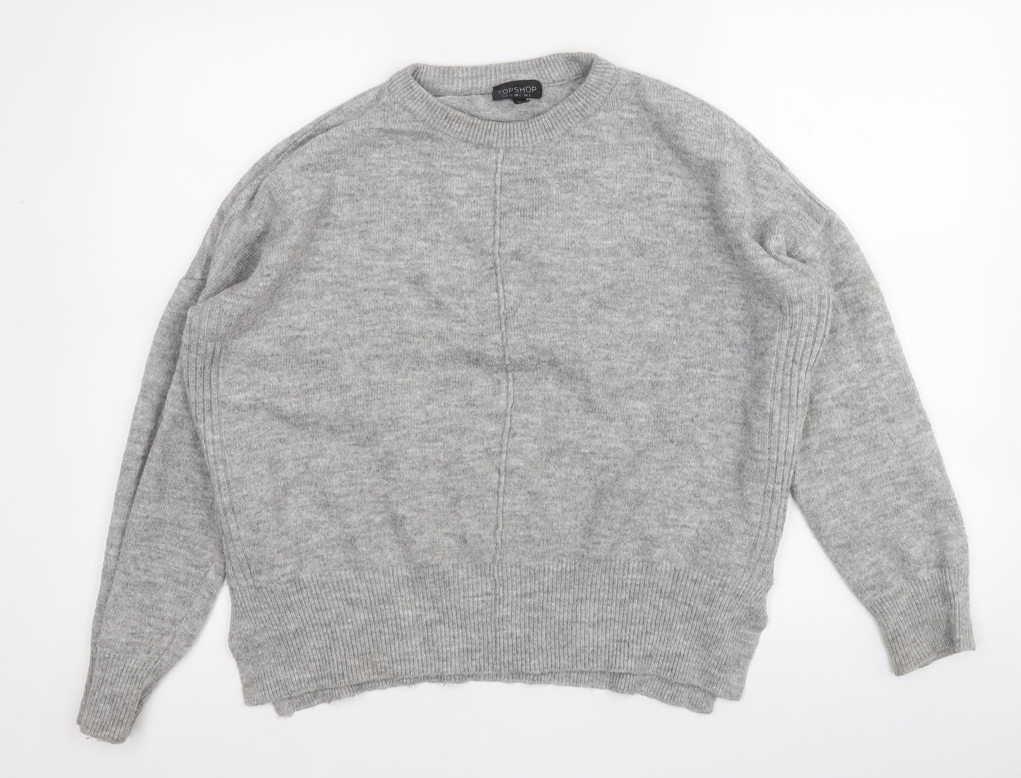 Topshop Womens Grey Round Neck  Acrylic Pullover Jumper Size 6