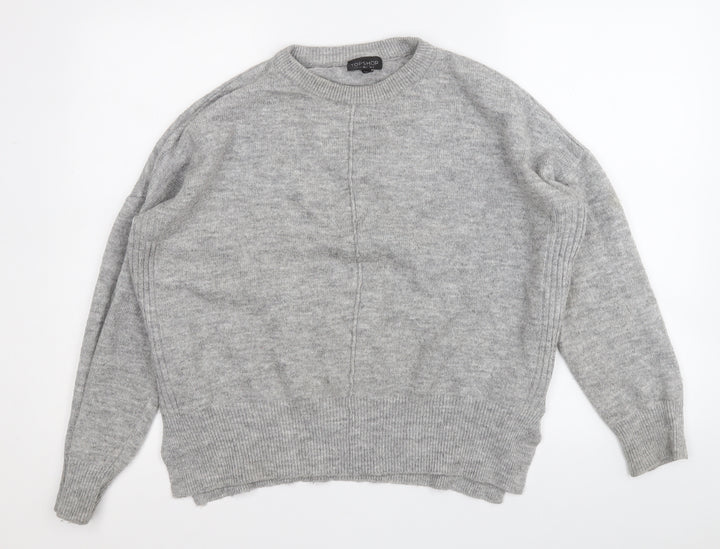 Topshop Womens Grey Round Neck  Acrylic Pullover Jumper Size 6