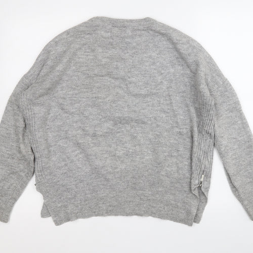 Topshop Womens Grey Round Neck  Acrylic Pullover Jumper Size 6