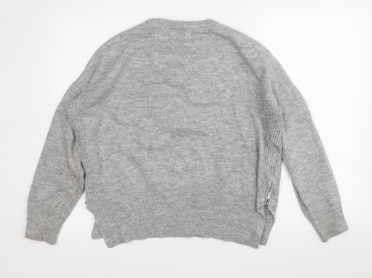 Topshop Womens Grey Round Neck  Acrylic Pullover Jumper Size 6