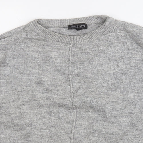 Topshop Womens Grey Round Neck  Acrylic Pullover Jumper Size 6