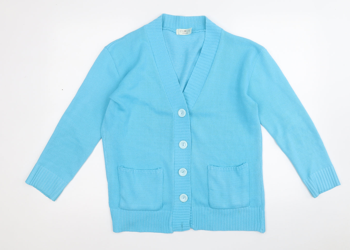 Choices Womens Blue V-Neck  Acrylic Cardigan Jumper Size L