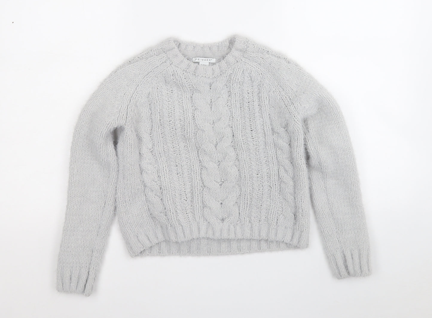 Primark Girls Grey Round Neck  Polyester Pullover Jumper Size 10-11 Years
