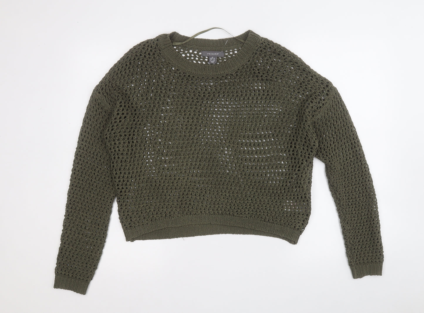 Primark Womens Green Round Neck  Acrylic Pullover Jumper Size XS