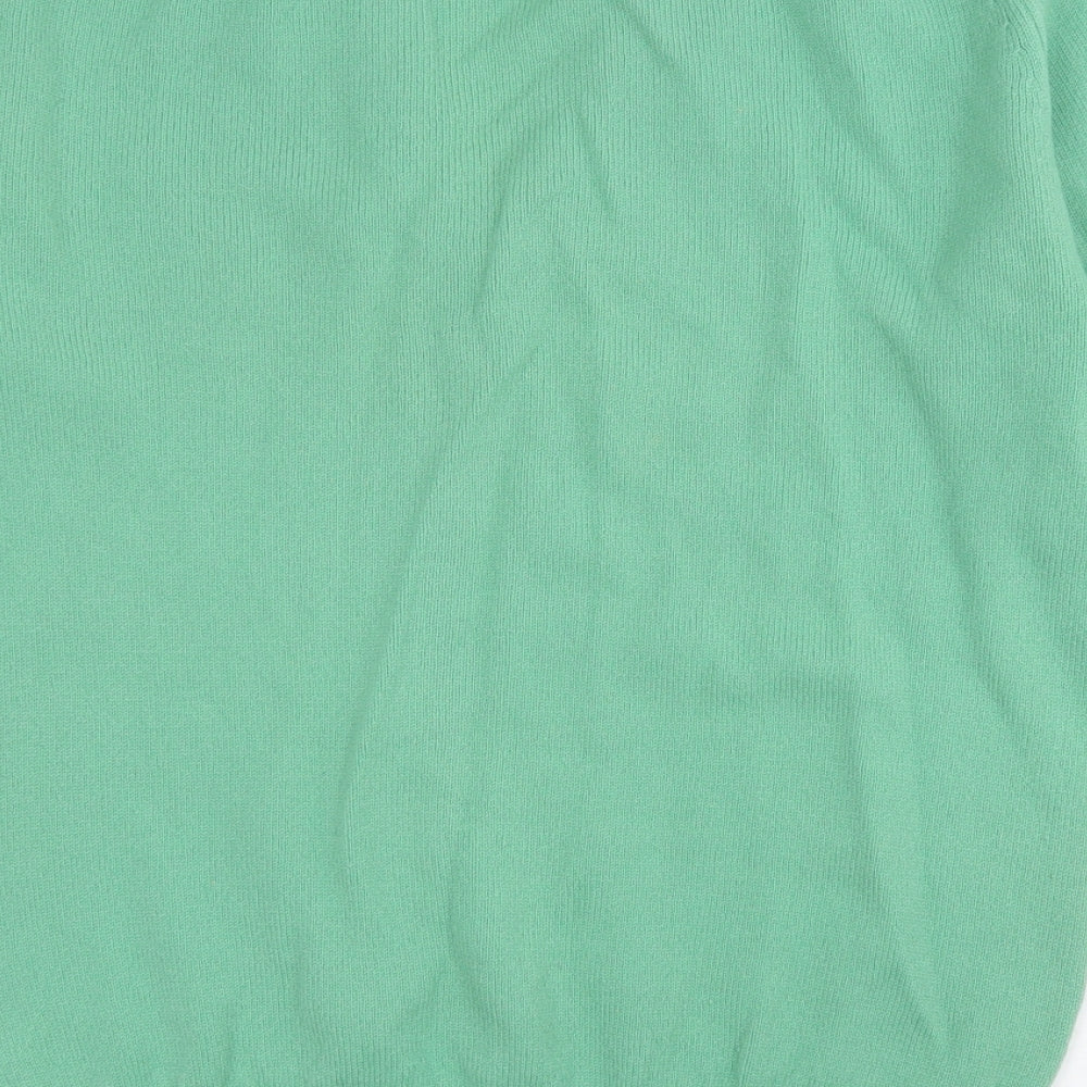 Lyle & Scott Mens Green V-Neck  Wool Pullover Jumper Size L