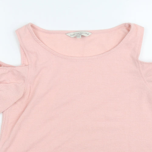 F&F Womens Pink  Polyester Basic T-Shirt Size 8 Round Neck