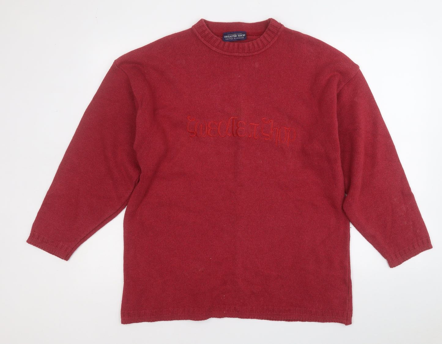 The Sweater Shop Mens Red Round Neck  Cotton Pullover Jumper Size L