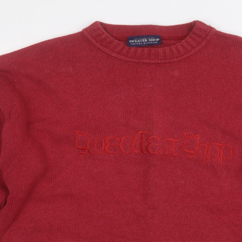 The Sweater Shop Mens Red Round Neck  Cotton Pullover Jumper Size L