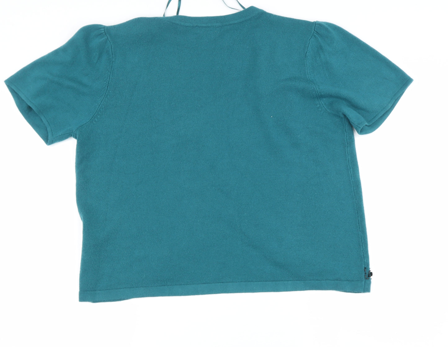 BM Womens Green V-Neck  Acrylic Cape Jumper Size M