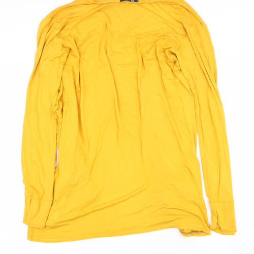 brezz Womens Yellow V-Neck  Viscose Cape Jumper Size M