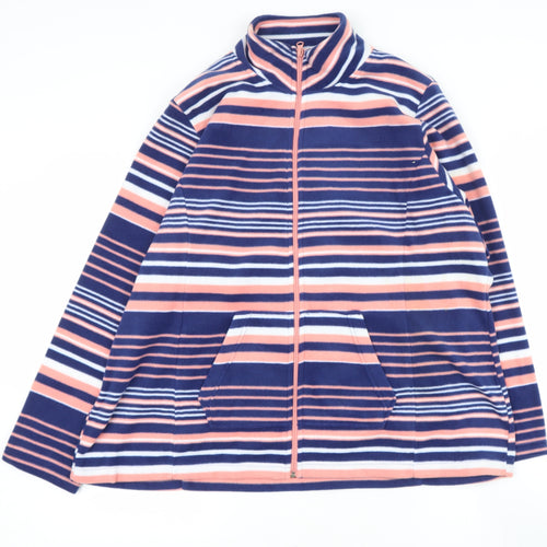 b you Womens Multicoloured High Neck Striped Polyacrylate Fibre Pullover Jumper Size L