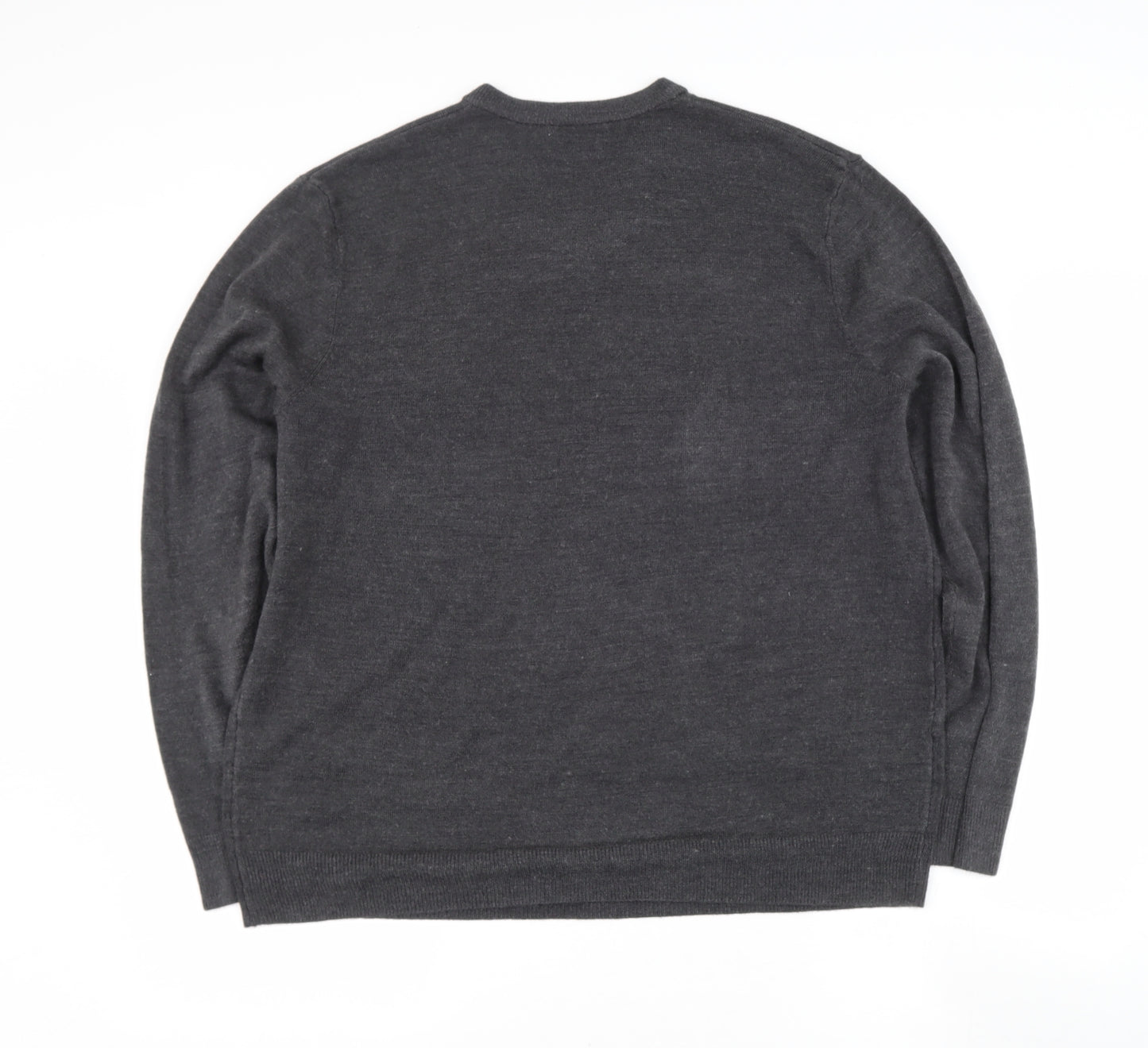 easy  Mens Grey V-Neck  Acrylic Pullover Jumper Size XL
