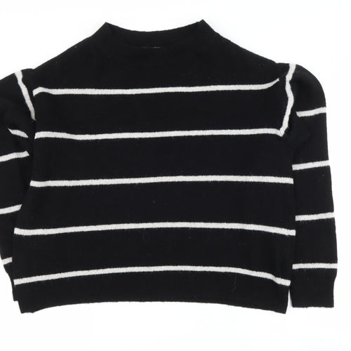 H&M Womens Beige Round Neck Striped Polyacrylate Fibre Henley Jumper Size S