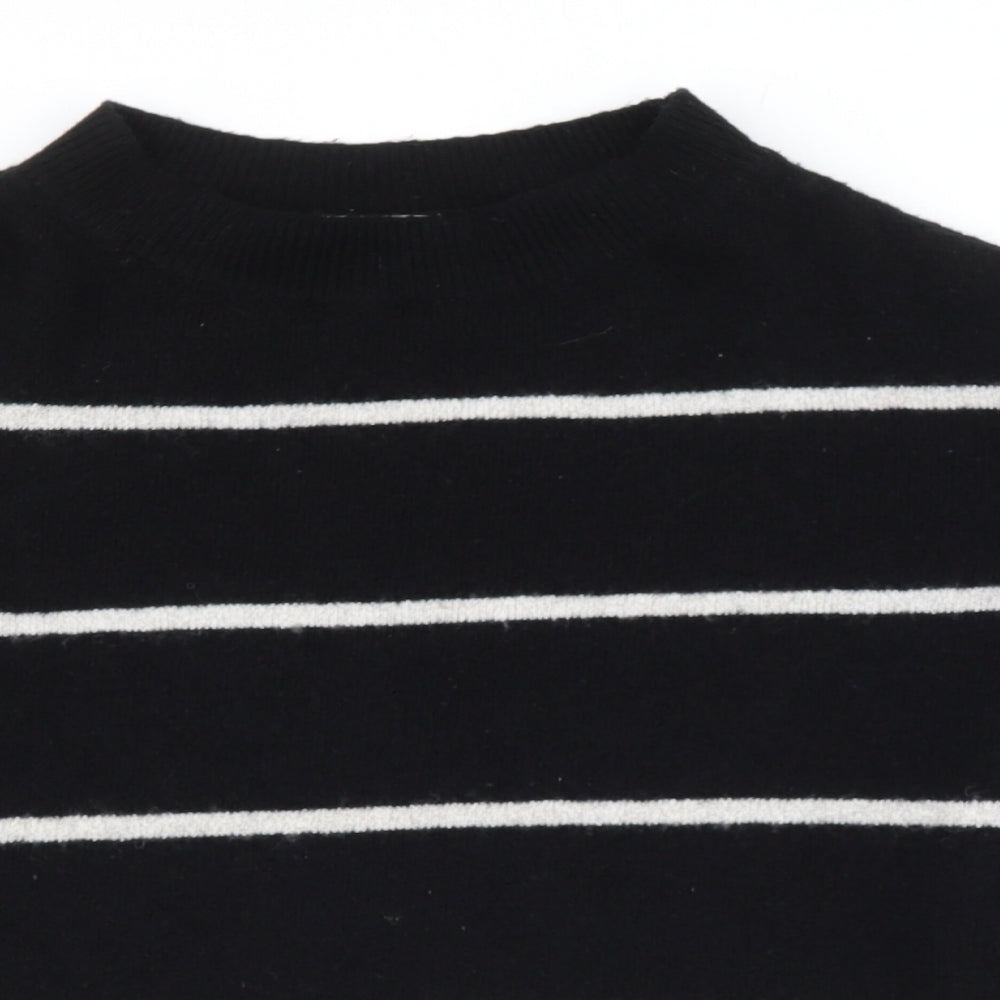 H&M Womens Beige Round Neck Striped Polyacrylate Fibre Henley Jumper Size S