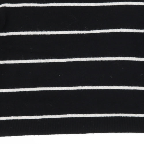 H&M Womens Beige Round Neck Striped Polyacrylate Fibre Henley Jumper Size S