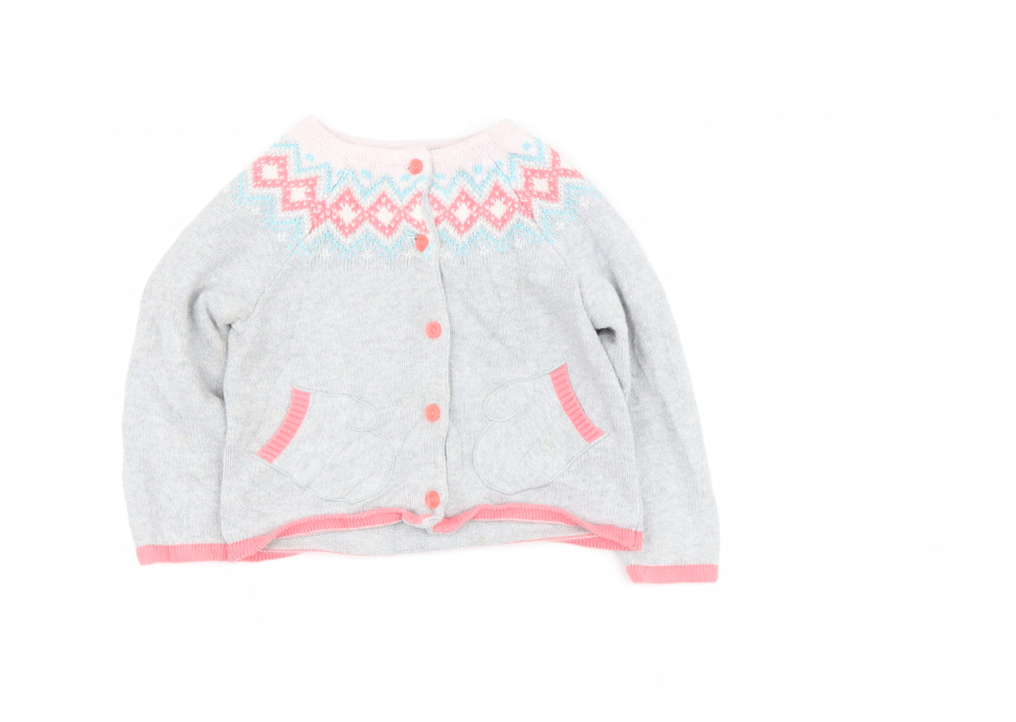 Gymboree Baby Grey Geometric Cotton Cardigan Jumper Size 3-6 Months