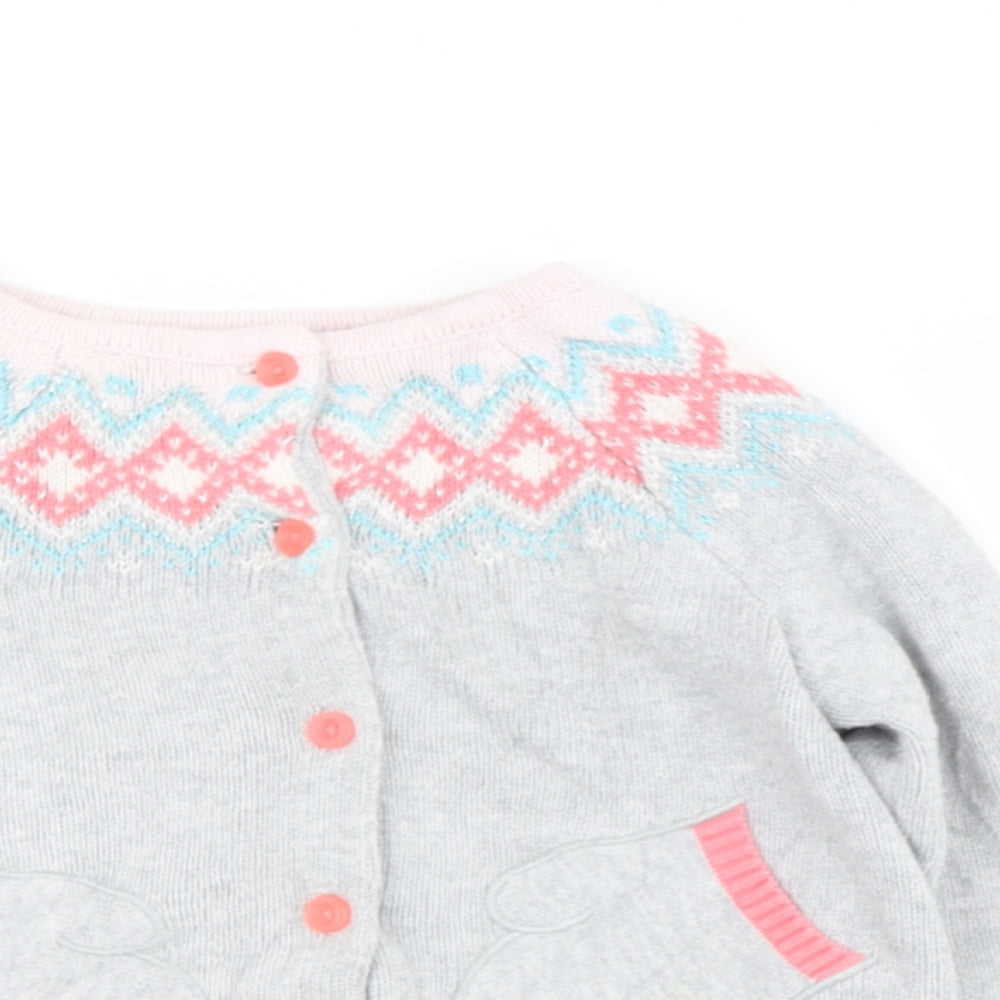 Gymboree Baby Grey Geometric Cotton Cardigan Jumper Size 3-6 Months
