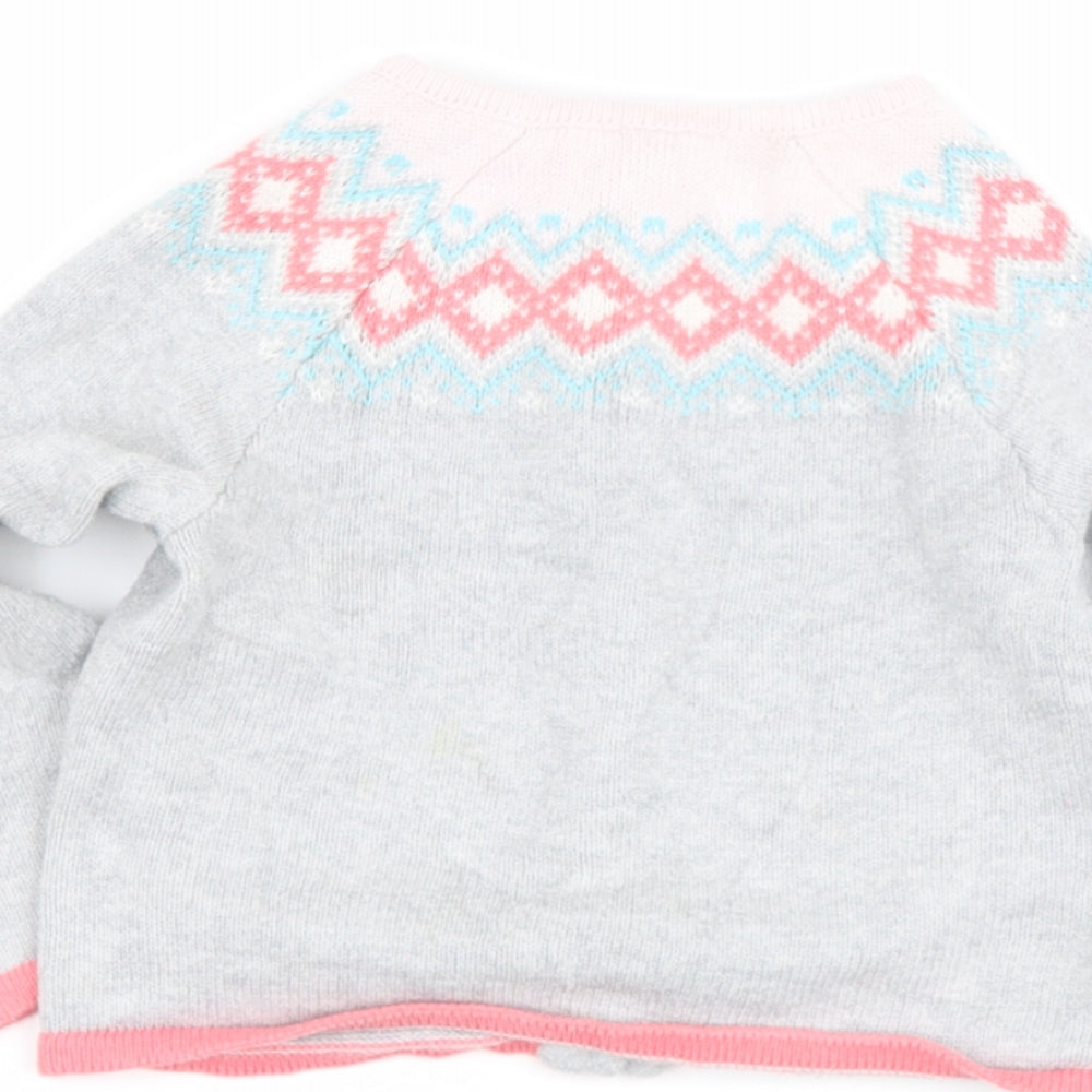 Gymboree Baby Grey Geometric Cotton Cardigan Jumper Size 3-6 Months