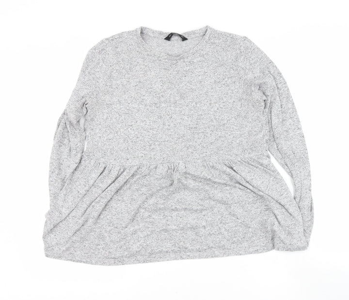 F&F Womens Grey Round Neck Viscose Pullover Jumper Size 12