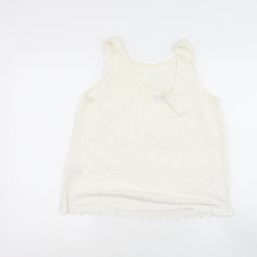 NEXT Womens Beige  Cotton Basic Blouse Size 12 Round Neck