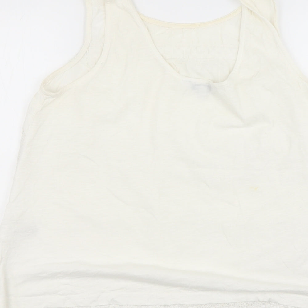 NEXT Womens Beige  Cotton Basic Blouse Size 12 Round Neck