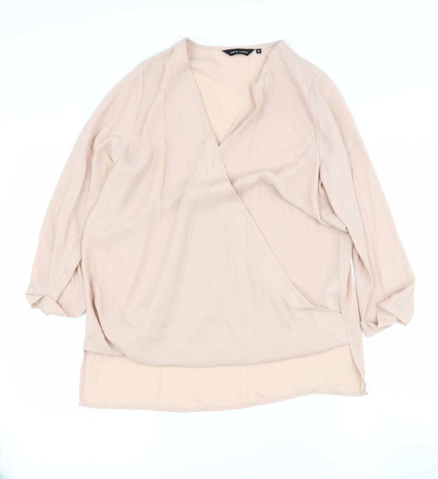 new look  Womens Beige  Polyester Basic  Size 8 V-Neck