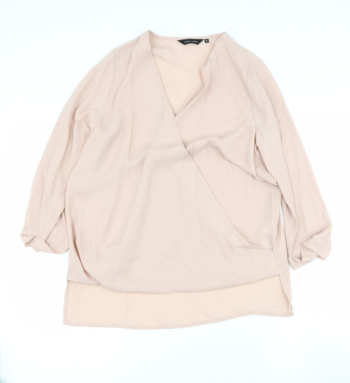 new look  Womens Beige  Polyester Basic  Size 8 V-Neck