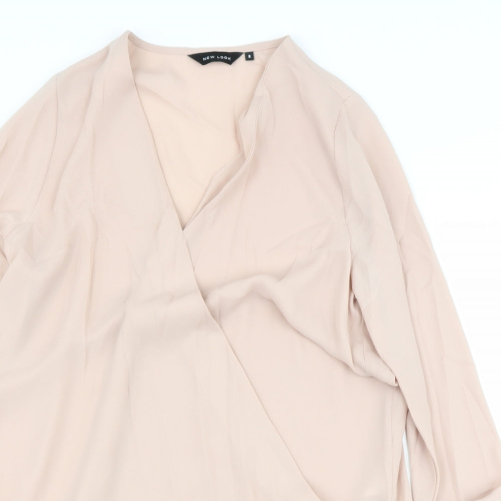 new look  Womens Beige  Polyester Basic  Size 8 V-Neck