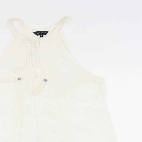 New Look Womens Beige  Viscose Basic Blouse Size 10 V-Neck