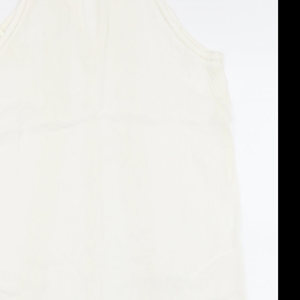 New Look Womens Beige  Viscose Basic Blouse Size 10 V-Neck