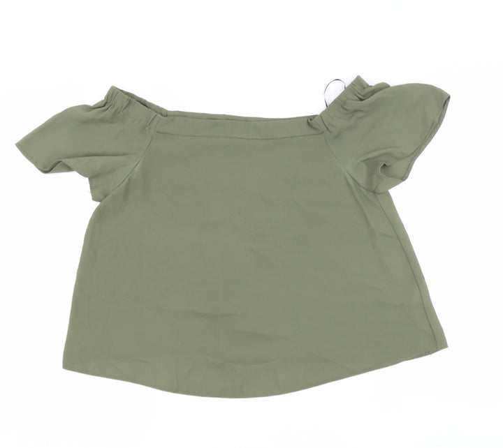 new look  Womens Green  Polyester Basic Blouse Size 10 Off the Shoulder