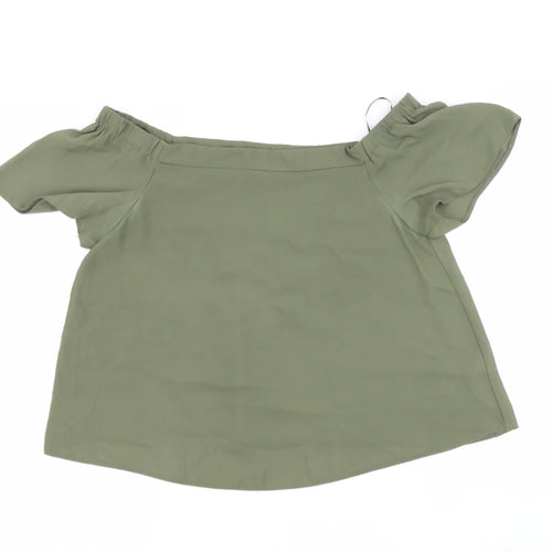new look  Womens Green  Polyester Basic Blouse Size 10 Off the Shoulder