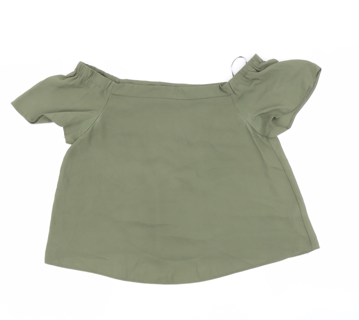 new look  Womens Green  Polyester Basic Blouse Size 10 Off the Shoulder