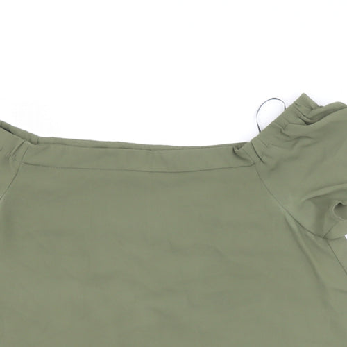 new look  Womens Green  Polyester Basic Blouse Size 10 Off the Shoulder