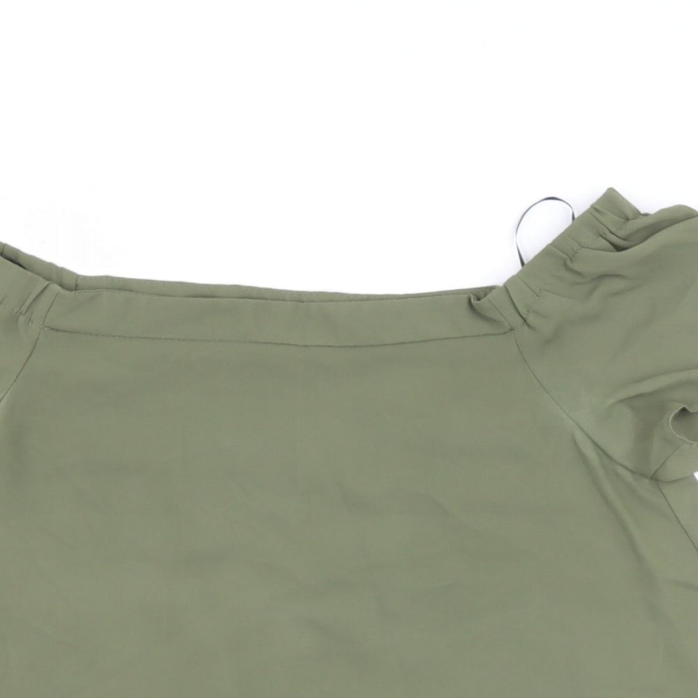 new look  Womens Green  Polyester Basic Blouse Size 10 Off the Shoulder