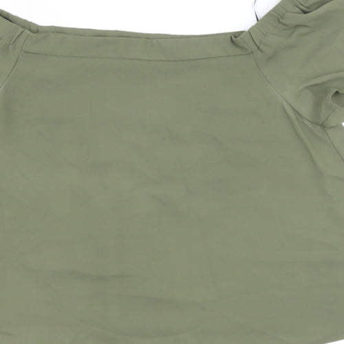 new look  Womens Green  Polyester Basic Blouse Size 10 Off the Shoulder