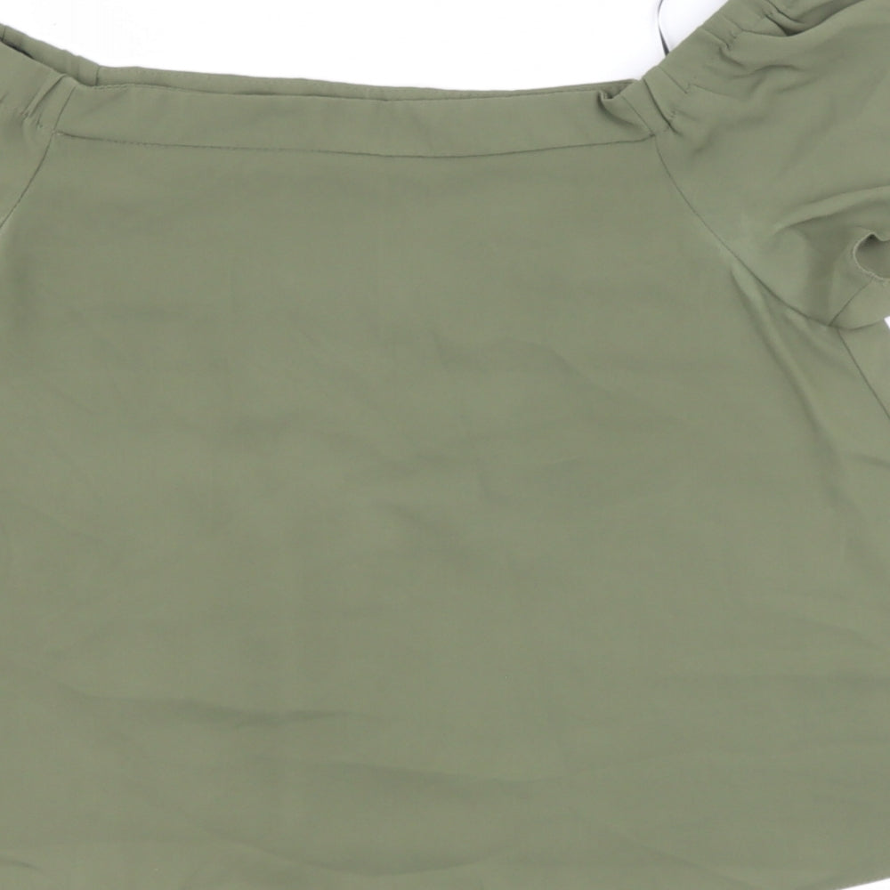 new look  Womens Green  Polyester Basic Blouse Size 10 Off the Shoulder