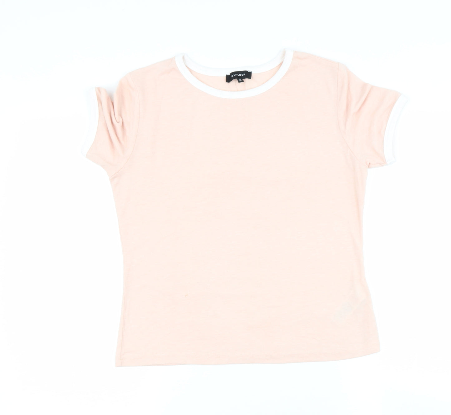 new look  Womens Pink  Cotton Basic T-Shirt Size 10 Round Neck