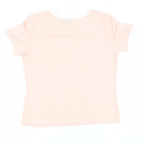 new look  Womens Pink  Cotton Basic T-Shirt Size 10 Round Neck