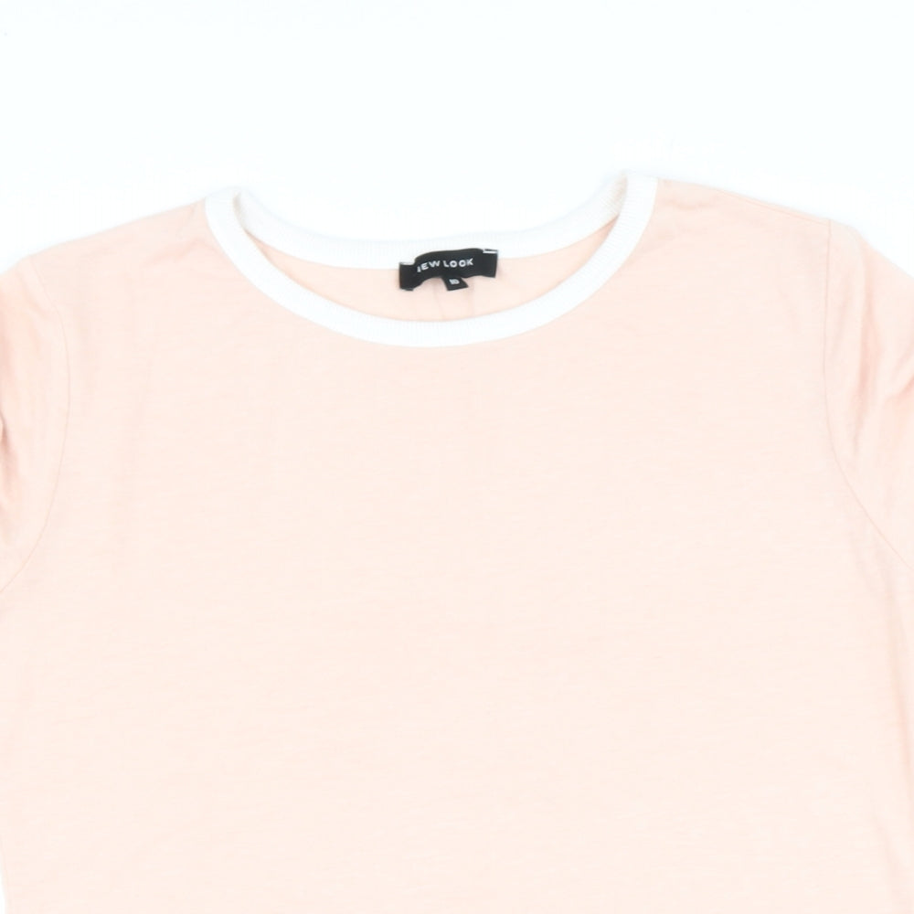 new look  Womens Pink  Cotton Basic T-Shirt Size 10 Round Neck