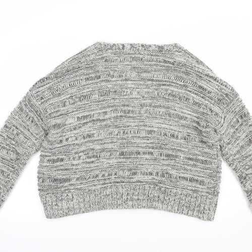 Limited Collection Womens Grey V-Neck  Acrylic Cardigan Jumper Size 16