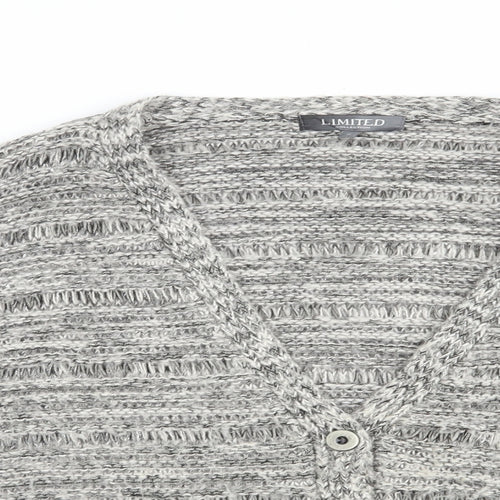 Limited Collection Womens Grey V-Neck  Acrylic Cardigan Jumper Size 16