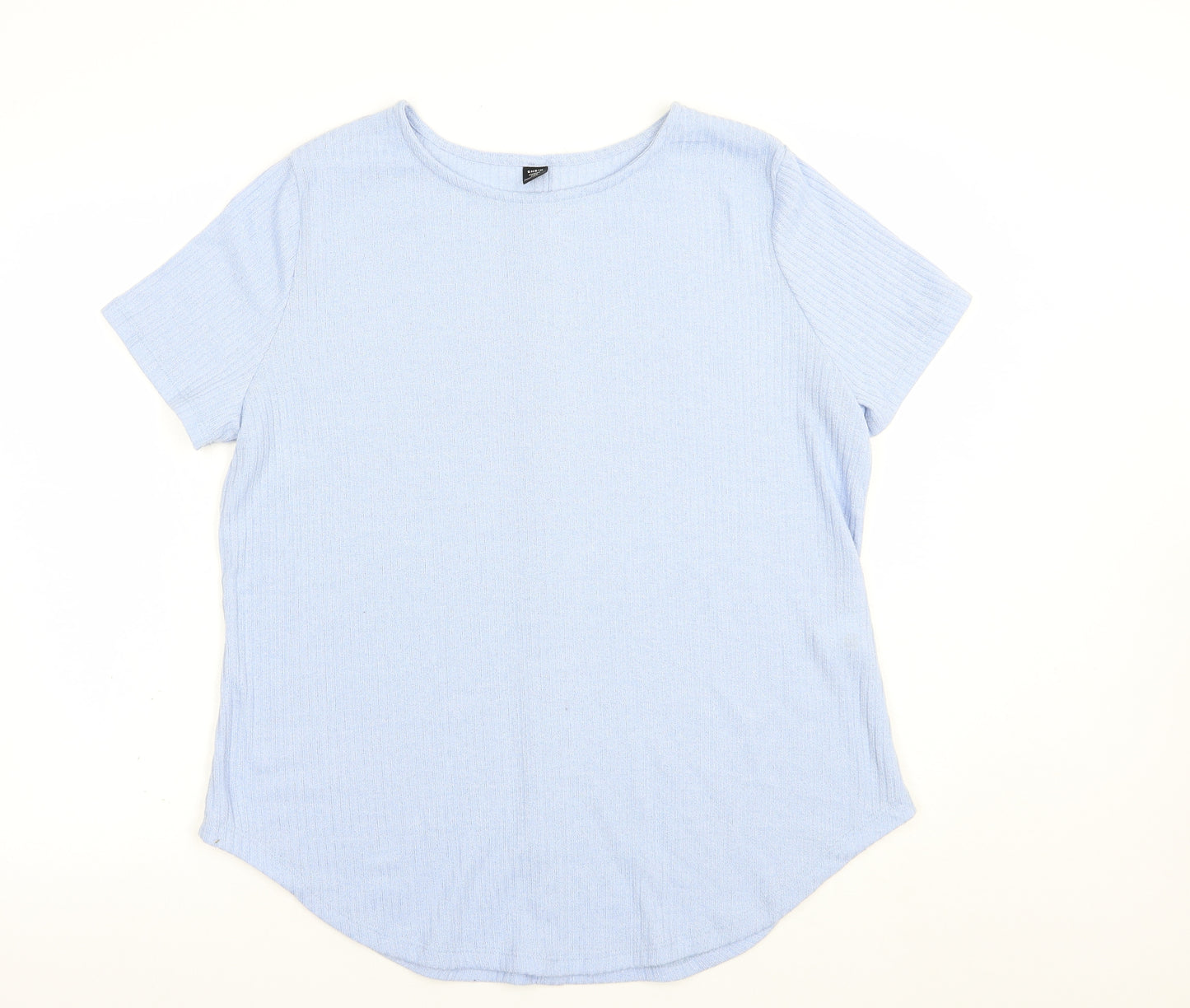 SheIn Womens Blue  Polyester Basic Blouse Size XL Crew Neck