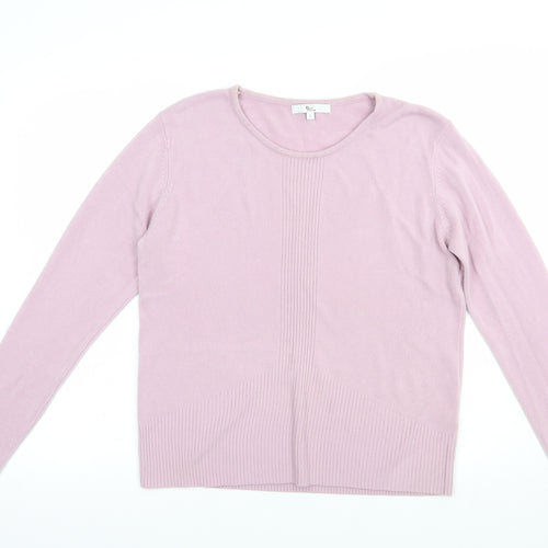 Klass Womens Pink Crew Neck  Acrylic Pullover Jumper Size L