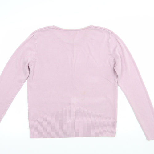 Klass Womens Pink Crew Neck  Acrylic Pullover Jumper Size L