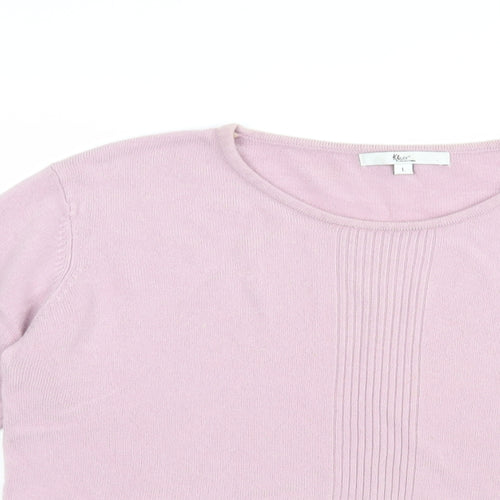 Klass Womens Pink Crew Neck  Acrylic Pullover Jumper Size L