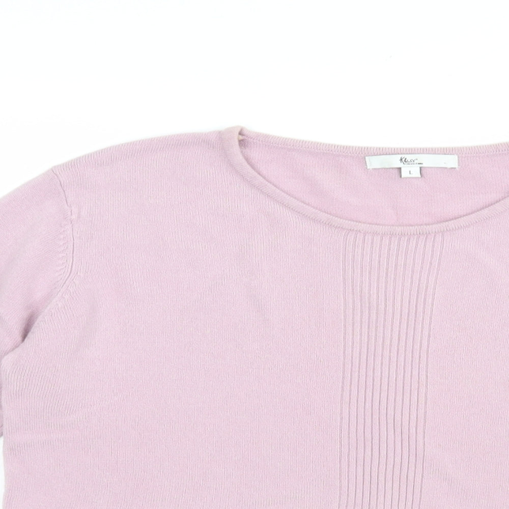 Klass Womens Pink Crew Neck  Acrylic Pullover Jumper Size L
