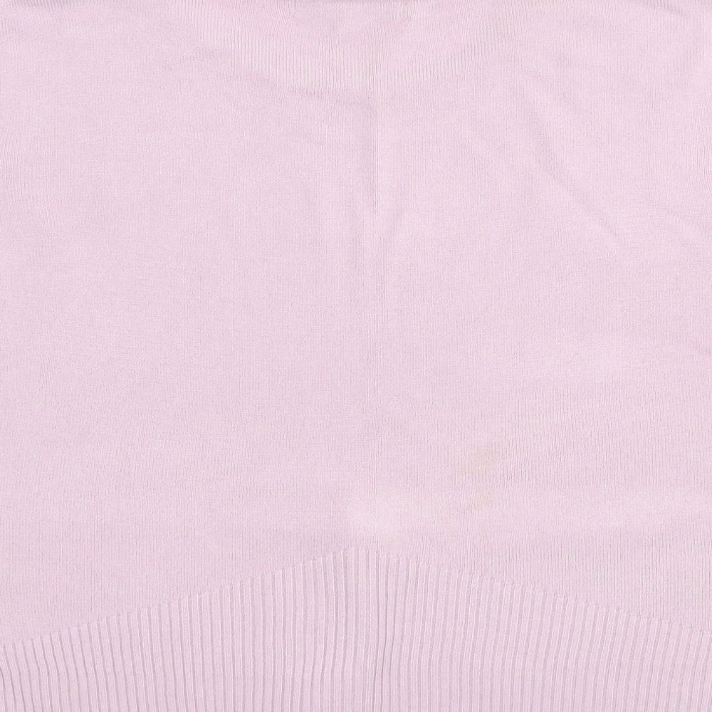 Klass Womens Pink Crew Neck  Acrylic Pullover Jumper Size L